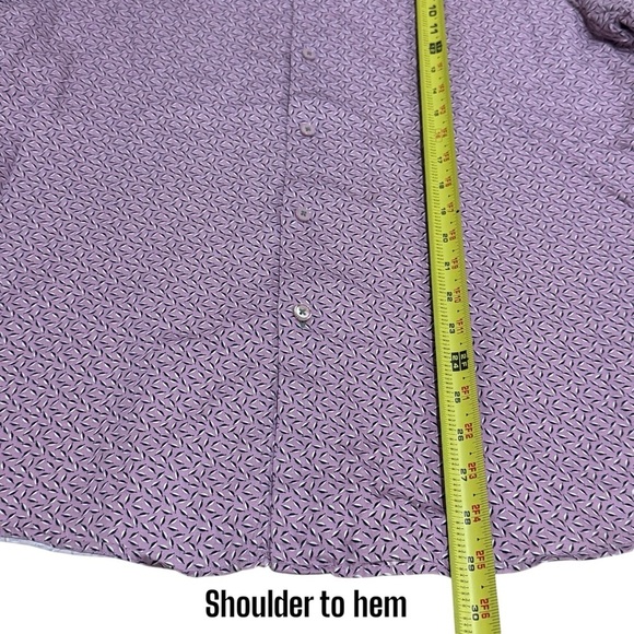 Ted Baker Purple Leaf Print Casual Button Down Shirt Country Club Summer Size S - Picture 9 of 9